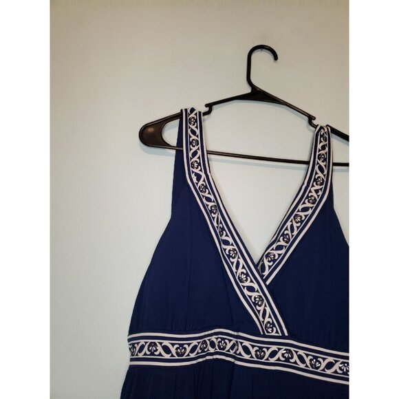 Apt. 9 Womens Sz XL Dress V Neck Dark Blue Paisley Sleeveless Knee Length - Picture 4 of 6